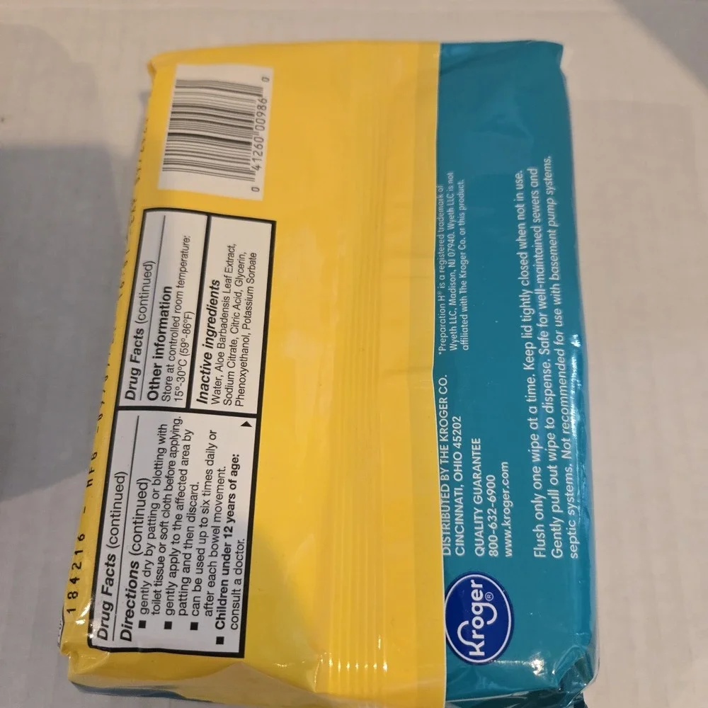 Kroger 3pack Witch Hazel‎ Flushable Hemorrhoidal Medicated Wipes, 48 Count Each
